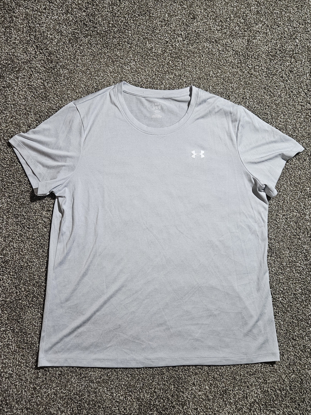 Under Armour Women's T-Shirt Gray Regular Loose Fit Size L Short Sleeve